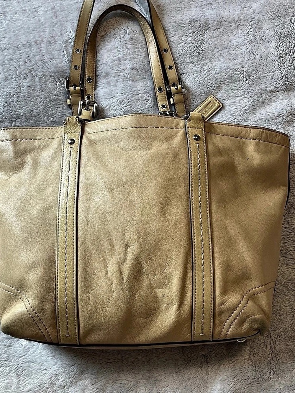 Coach Legacy East West Gallery Tote Beige Leather Bag - Picture 3 of 13